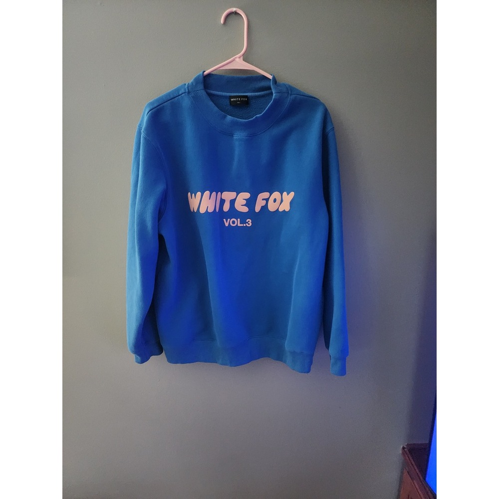 White Fox Vol. 3 Blue Graphic Crewneck Sweatshirt Womens M/L Pullover Streetwear